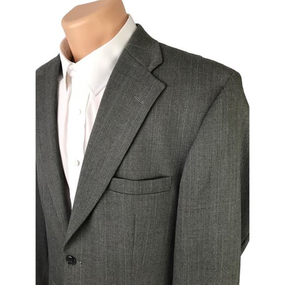 Haggar Black Label Suit Jacket Two Button Size 42L Windowpane Gray - Picture 4 of 12